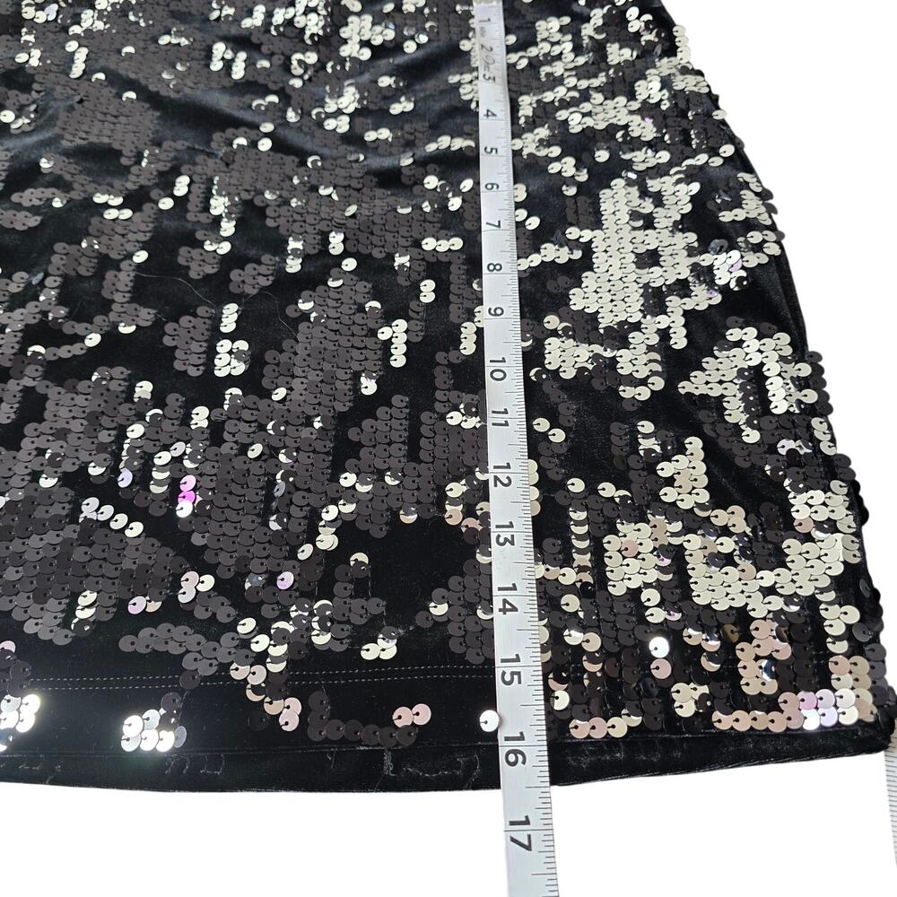Express Black Velvet Sequin Mini Skirt Sz S - Picture 4 of 6
